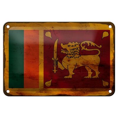 Bandera de cartel de hojalata de Sri Lanka, 18x12cm, decoración de óxido de Sri Lanka