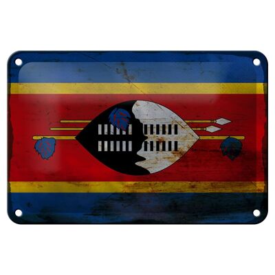 Targa in metallo Bandiera Swaziland 18x12 cm Bandiera Eswatini Decorazione ruggine
