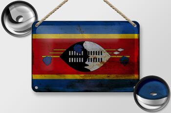 Drapeau en étain du Swaziland, 18x12cm, drapeau Eswatini, décoration rouille 2