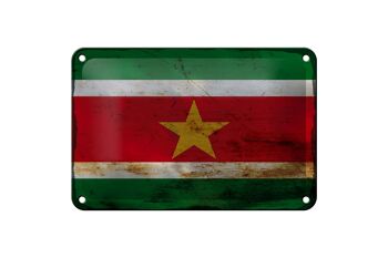 Drapeau en étain du Suriname, 18x12cm, drapeau du Suriname, décoration rouille 1