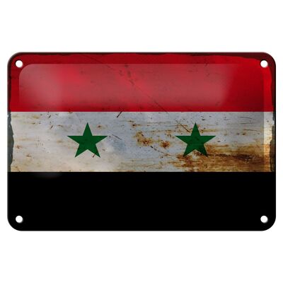 Cartel de chapa con bandera de Siria, 18x12cm, decoración de óxido de bandera de Siria