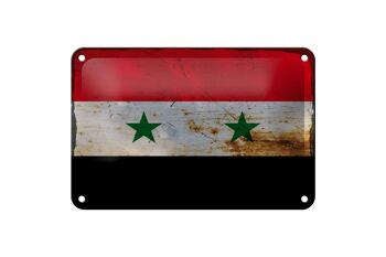 Drapeau en étain de la Syrie, 18x12cm, drapeau de la Syrie, décoration rouille 1