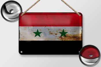 Drapeau en étain de la Syrie, 18x12cm, drapeau de la Syrie, décoration rouille 2