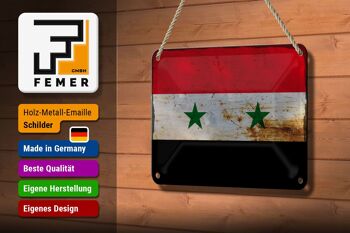 Drapeau en étain de la Syrie, 18x12cm, drapeau de la Syrie, décoration rouille 3
