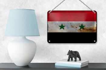 Drapeau en étain de la Syrie, 18x12cm, drapeau de la Syrie, décoration rouille 4