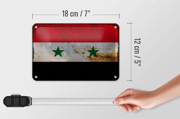 Drapeau en étain de la Syrie, 18x12cm, drapeau de la Syrie, décoration rouille 5