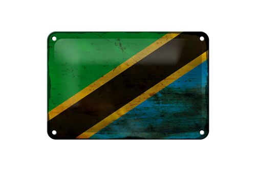 Blechschild Flagge Tansania 18x12cm Flag of Tanzania Rost Dekoration