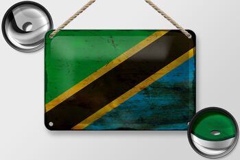 Drapeau en étain de la tanzanie, 18x12cm, décoration rouille 2