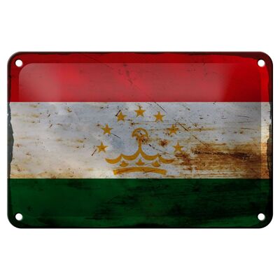 Cartel de chapa bandera Tayikistán 18x12cm decoración óxido Tayikistán