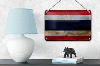 Drapeau en étain de thaïlande, 18x12cm, décoration rouille 4