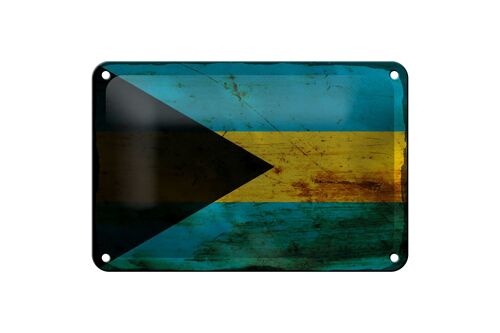 Blechschild Flagge Bahama 18x12cm Flag of Bahamas Rost Dekoration