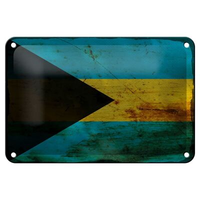 Blechschild Flagge Bahama 18x12cm Flag of Bahamas Rost Dekoration