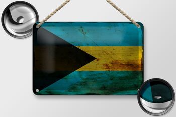 Drapeau en étain Bahama 18x12cm, drapeau des Bahamas, décoration rouille 2