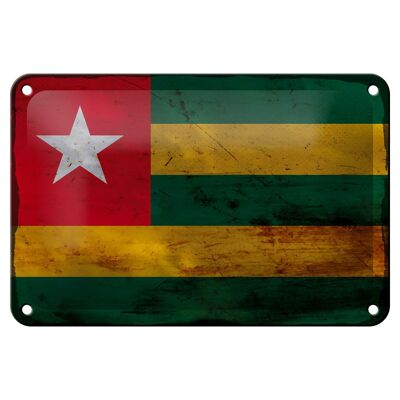 Cartel de chapa con bandera de Togo, 18x12cm, decoración de óxido de bandera de Togo