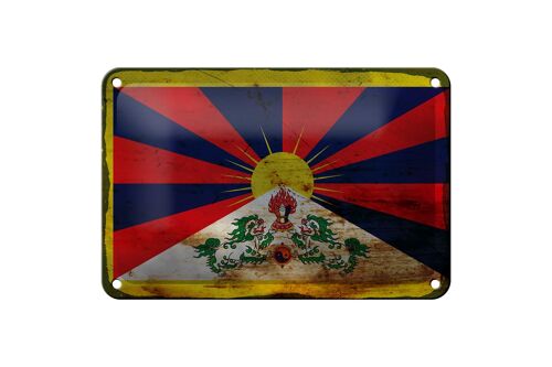 Blechschild Flagge Tibet 18x12cm Flag of Tibet Rost Dekoration