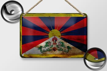 Drapeau du Tibet en étain, 18x12cm, décoration rouille 2