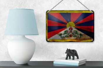 Drapeau du Tibet en étain, 18x12cm, décoration rouille 4