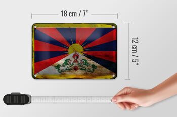 Drapeau du Tibet en étain, 18x12cm, décoration rouille 5