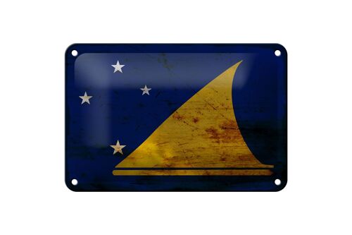 Blechschild Flagge Tokelau 18x12cm Flag of Tokelau Rost Dekoration