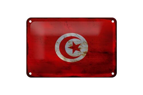 Blechschild Flagge Tunesien 18x12cm Flag of Tunisia Rost Dekoration
