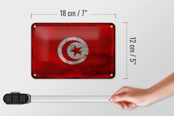 Drapeau en étain de la tunisie, 18x12cm, décoration rouille 5
