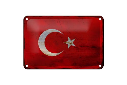 Blechschild Flagge Türkei 18x12cm Flag of Turkey Rost Dekoration