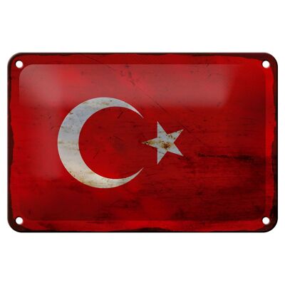 Targa in metallo Bandiera Türkiye 18x12 cm Bandiera della Turchia Decorazione color ruggine