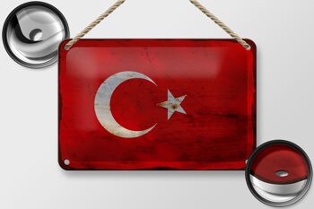 Drapeau en métal Türkiye 18x12cm, drapeau de la turquie, décoration rouille 2