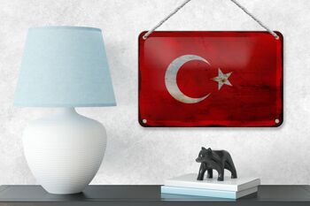 Drapeau en métal Türkiye 18x12cm, drapeau de la turquie, décoration rouille 4