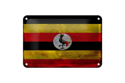 Blechschild Flagge Uganda 18x12cm Flag of Uganda Rost Dekoration