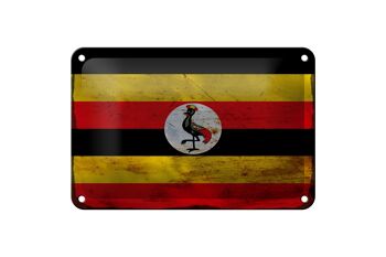Signe en étain drapeau ougandais 18x12cm, drapeau de l'ouganda, décoration rouille 1