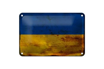 Signe en étain drapeau Ukraine 18x12cm, drapeau de l'ukraine, décoration rouille 1