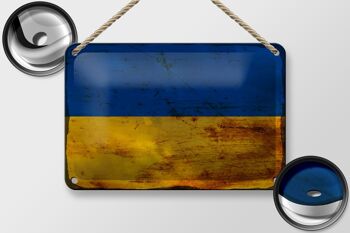Signe en étain drapeau Ukraine 18x12cm, drapeau de l'ukraine, décoration rouille 2