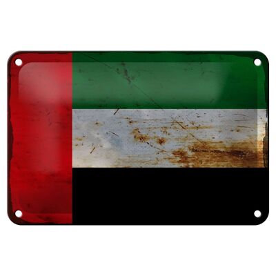 Cartel de chapa con bandera de Emiratos Árabes, 18x12cm, decoración de óxido