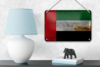 Drapeau des Émirats arabes unis en étain, 18x12cm, décoration rouille 4