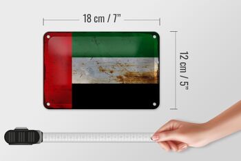 Drapeau des Émirats arabes unis en étain, 18x12cm, décoration rouille 5