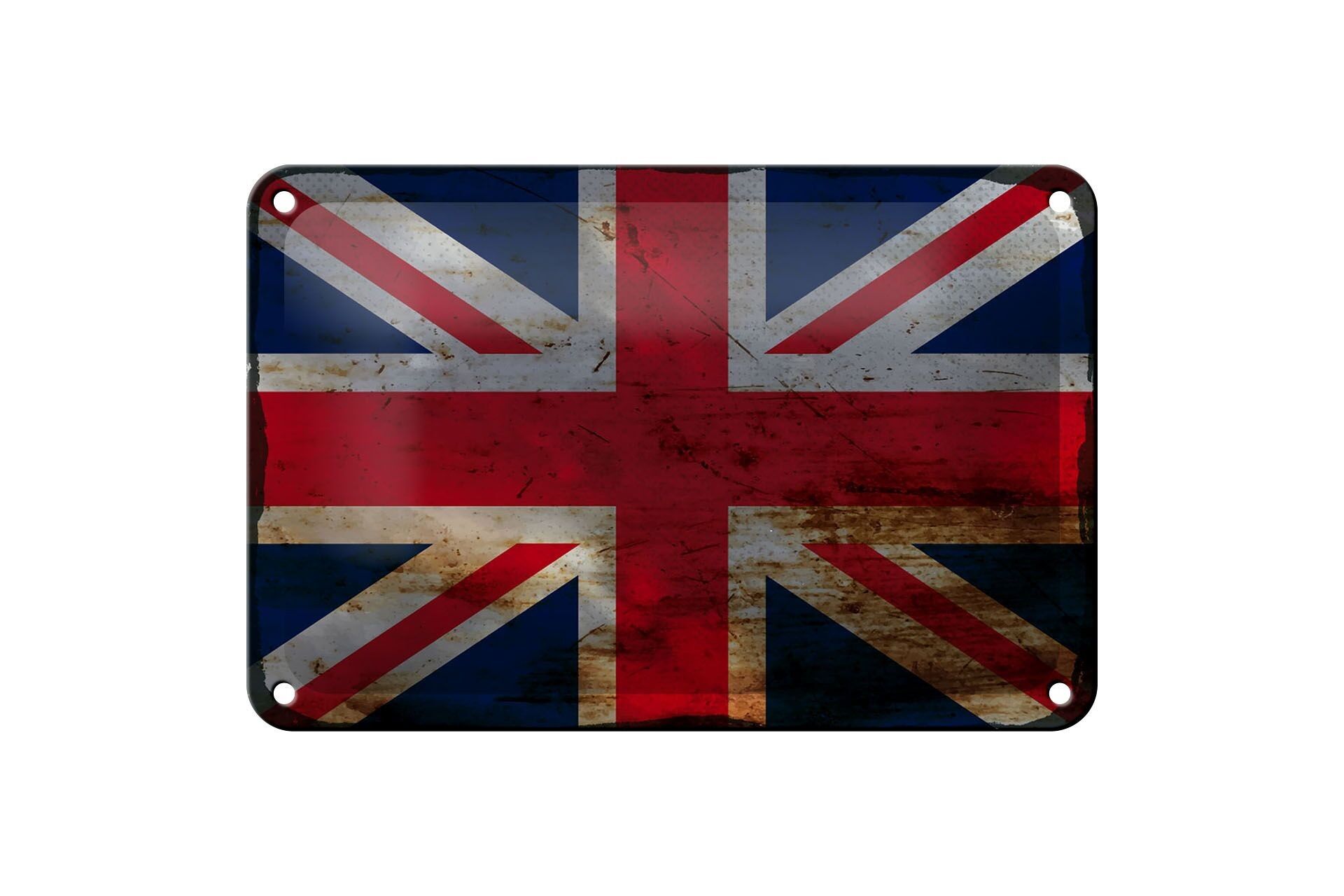 Targa in metallo Bandiera Union Jack 18x12 cm Regno Unito Decorazione ruggine