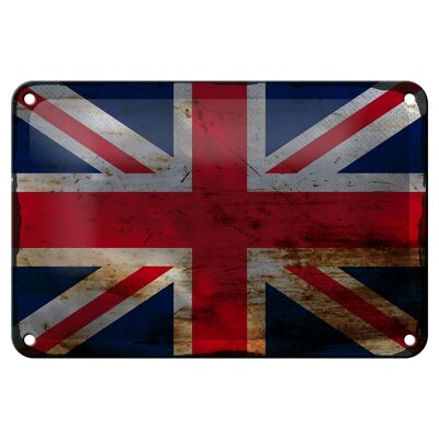 Cartel de chapa con bandera Union Jack, decoración de óxido del Reino Unido, 18x12cm