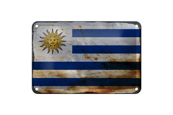 Signe en étain drapeau de l'uruguay, 18x12cm, drapeau de l'uruguay, décoration rouille 1