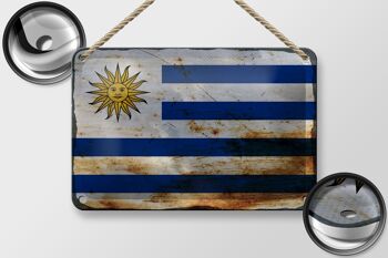 Signe en étain drapeau de l'uruguay, 18x12cm, drapeau de l'uruguay, décoration rouille 2