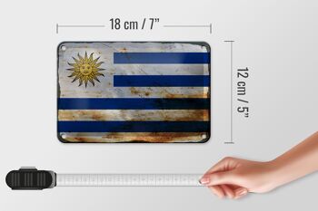 Signe en étain drapeau de l'uruguay, 18x12cm, drapeau de l'uruguay, décoration rouille 5