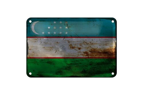 Blechschild Flagge Usbekistan 18x12cm Uzbekistan Rost Dekoration