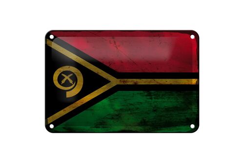 Blechschild Flagge Vanuatu 18x12cm Flag of Vanuatu Rost Dekoration