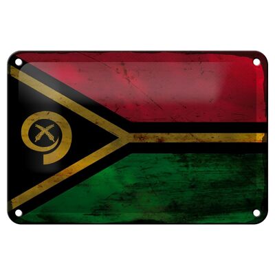 Bandera de cartel de hojalata de Vanuatu, 18x12cm, decoración de óxido de bandera de Vanuatu