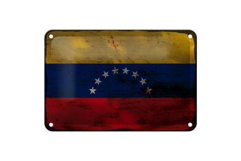 Drapeau en étain du Venezuela, 18x12cm, drapeau du Venezuela, décoration rouille 1