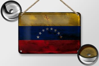 Drapeau en étain du Venezuela, 18x12cm, drapeau du Venezuela, décoration rouille 2