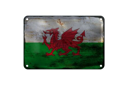 Blechschild Flagge Wales 18x12cm Flag of Wales Rost Dekoration