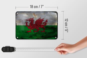 Drapeau du pays de Galles en étain, 18x12cm, décoration rouille 5