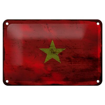 Signe en étain drapeau Vietnam 18x12cm, drapeau du Vietnam, décoration rouille