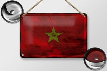 Signe en étain drapeau Vietnam 18x12cm, drapeau du Vietnam, décoration rouille 2